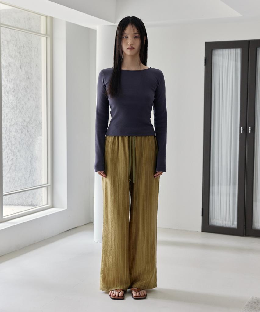 38COMEONCOMMON Cozy Stripe Banding Pants (Olive)
