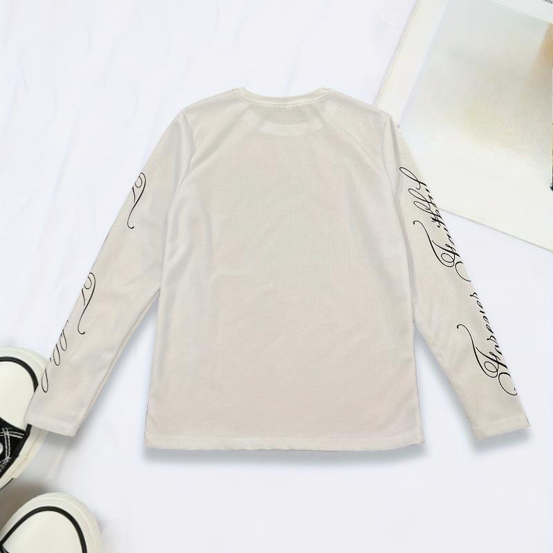 Y2K Round Neck Pullover Letter Print Gothic Loose Vintage Casual T-shirt