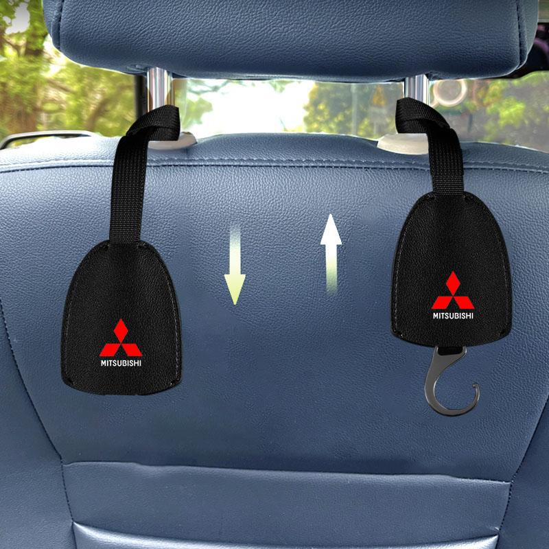 Leather Car Seat Back Hooks Portable Hanging Bag Rack For Mitsubishi ASX Lancer L200 Pajero Sport Attrage Mirage Eclipse
