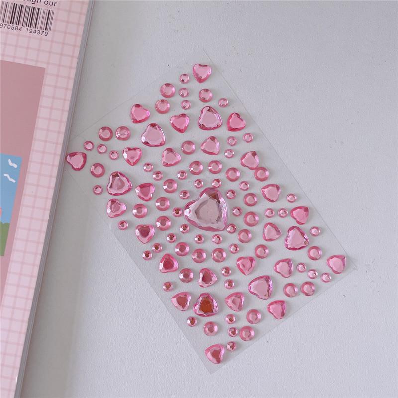 3D Stereo Strass Scrapbook Journal Sticker Glanzend Hart DIY Decor Sticker voor Meisje Koreaanse Mode Sticker Studentenbenodigdheden