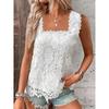 Summer New Square Collar Lace Sleeveless White Casual Blouses Women Tops Elegant Solid Plus Size Shirts for Women Fashion Vintage Loose Shirt 26047