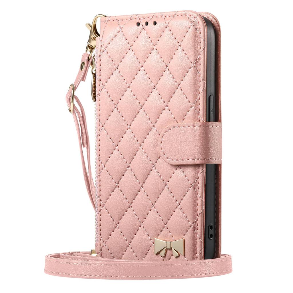 For Samsung Galaxy A57 A56 5G A54 A53 A52 A51 A71 4G A50 A30S Crossbody Wallet Case, Quilted Zip Pocket Card Holder Flip Cover