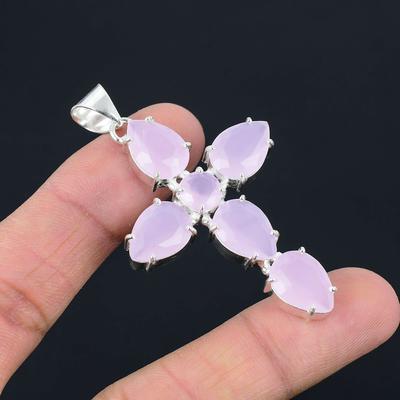 Rose Chalcedony Gemstone Pendant Solid 925 Sterling Silver Pendant Jewelry Gift For Unisex LG-086