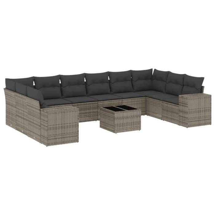 VidaXL Salon de Jardin avec Coussins 11 pcs, Canapés de Terrasse, Ensemble de Meubles de Patio, Mobilier d'Extérieur, Gris 3223079
