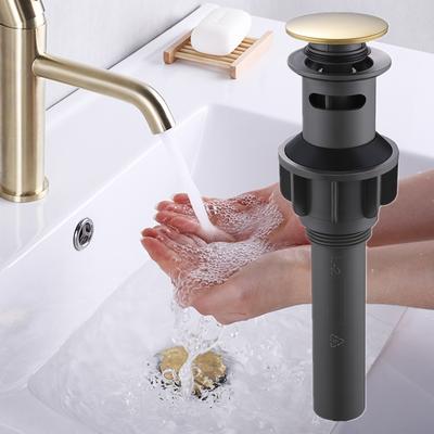 Bouton de Vidage Pop-Up Bouchon de Lavabo de Salle de Bain Bonde Siphon Bouchon d'Évacuation Accessoire Robinet de Lavabo Tuyau de Lavabo Noir Or Argent
