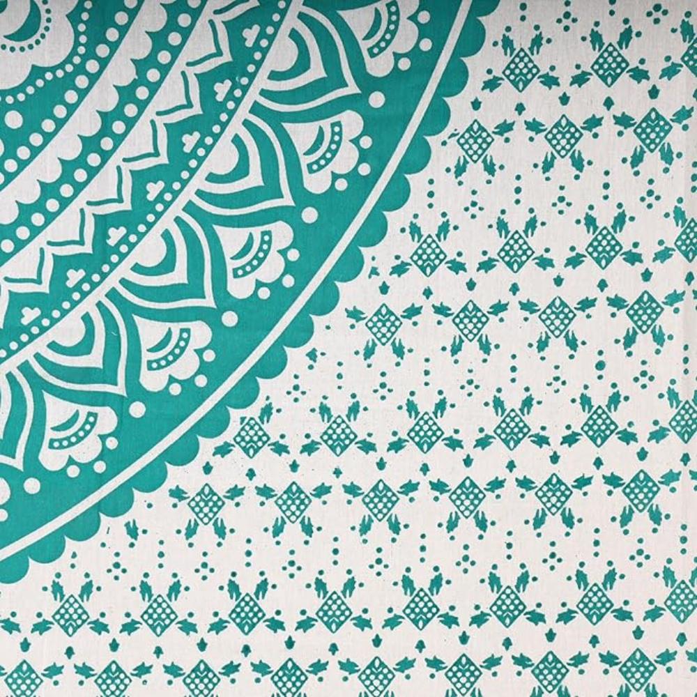 BLESS INTERNATIONAL Krásné indické bohémské psychedelické hippie ombre okenní závěsy pro ložnici, obývací pokoj, balkon (Zelené ombré)