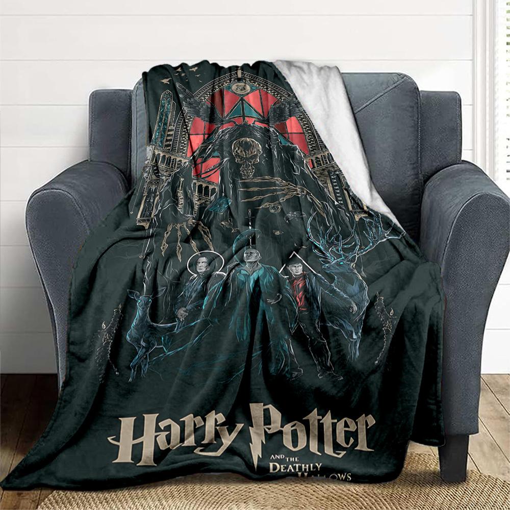 1pc Harry Potter Flannel Throw Blanket - HD Printed Lightweight Soft Warm All-Season Blanket for Sofa, Bed, Travel, Camping 097