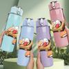1PC Bread Meat Sandwich Food Cartoon Print 750ml Color Plastic Sports Water Bottle Leakproof Flip Straw Lid Suitable for Sports Office Home Use