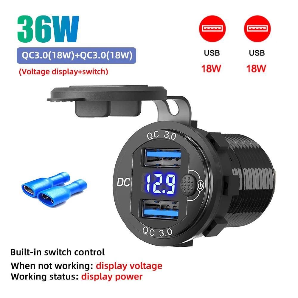 

Розетка для ноутбука 12 В/24 В, USB C, автомобильное зарядное устройство, 83 Вт, сверхбыстрая зарядка, 65 Вт PD и QC3.0, с переключателем, светодиодный дисплей напряжения для автомобиля, квадроцикла