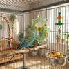 Colorful Ball Parrot Mirror Toy Wear-Resisting Bite Resistant Parrot Spinning Wheels with Bell Spinning Puzzle Bird Cage Toys