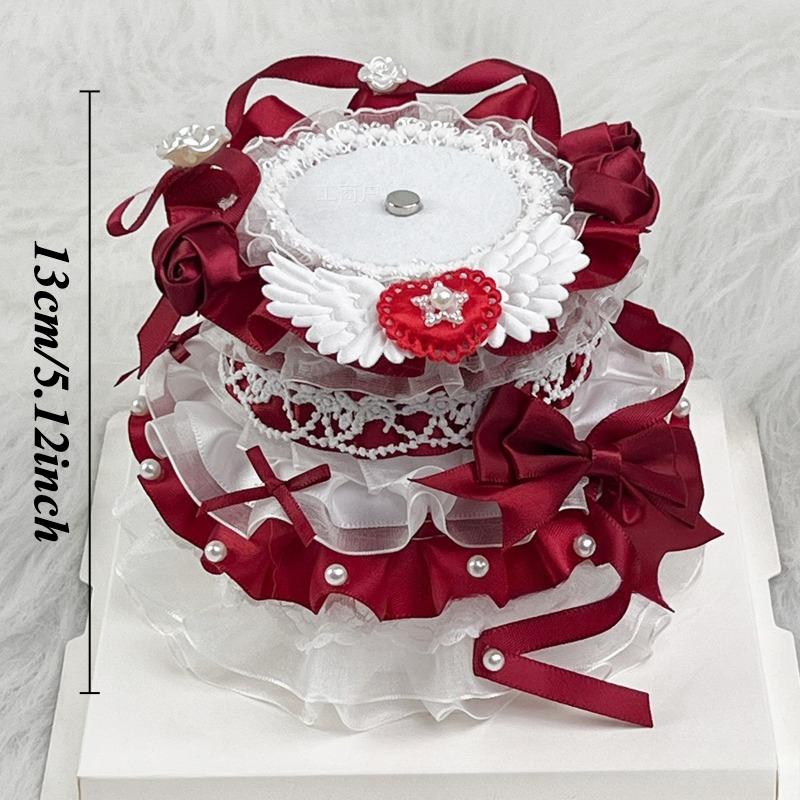 Cute Double-layer Small Cake Ornaments for Anime Badges Handmade Lace Birthday Cake Badge Holder Creative 58mm Badges Decor New
