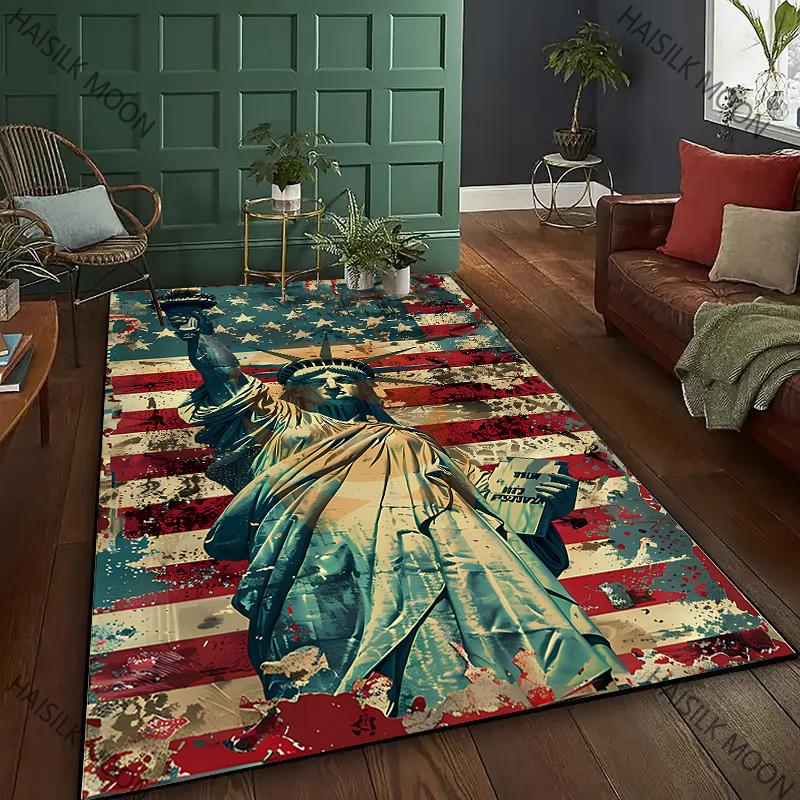 4th of July Non Slip Rugs Independence Day Printed Carpets for Home Entrance Bedroom Bathroom Decor