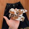Pu Leather Cow Print Belt For Women With Metal Pin Buckle And Edgy Style