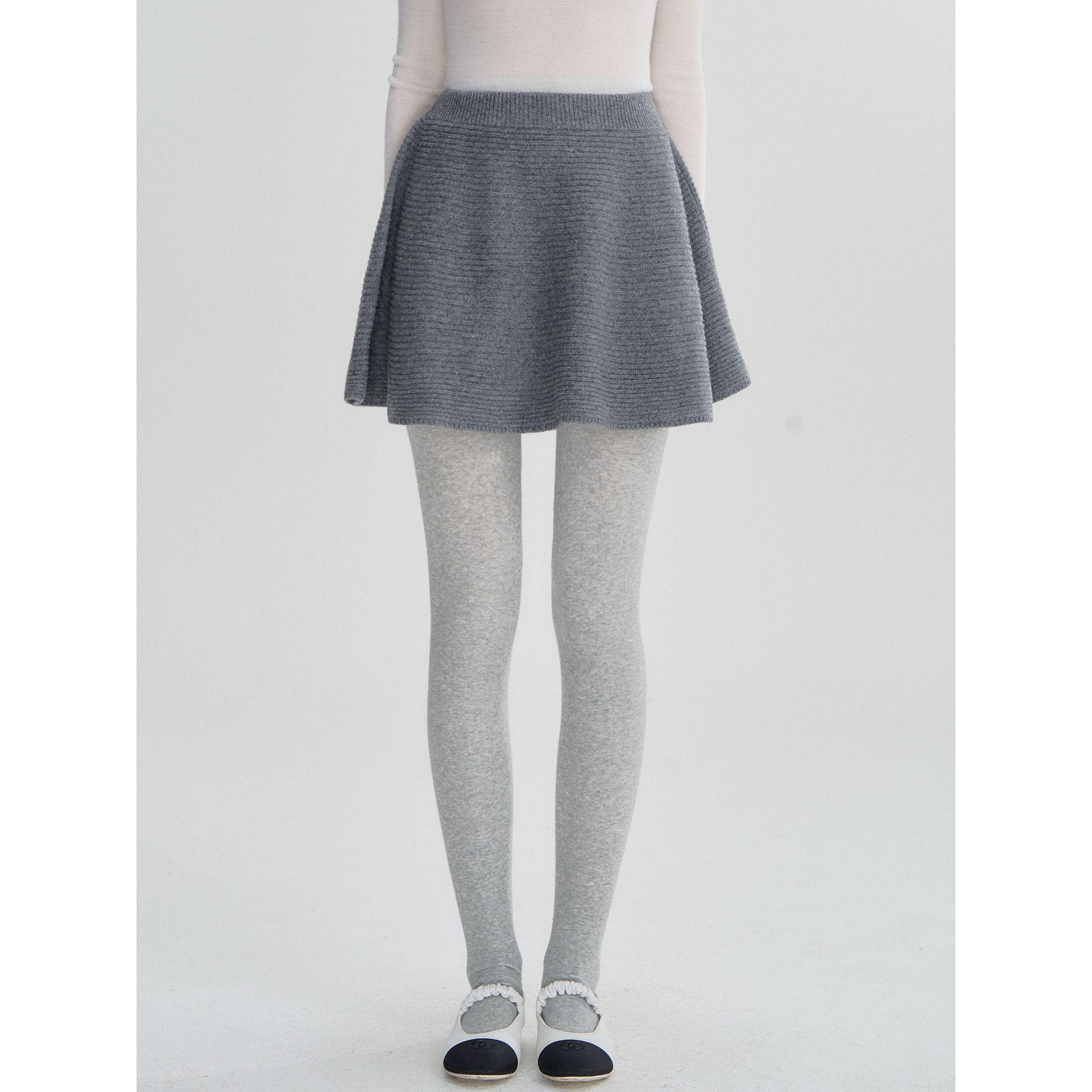 

Elegant Gray Knitted A-Line Skirt: Slimming, Versatile, Comfortable for Women - Autumn/Winter Rich Girl Style One Size