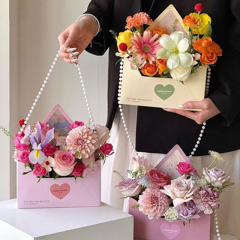 5 st Tryckt Miljövänlig Blomlåda DIY Papperspresentkuvert Kuvert Presentförpackning Bukettinslagning