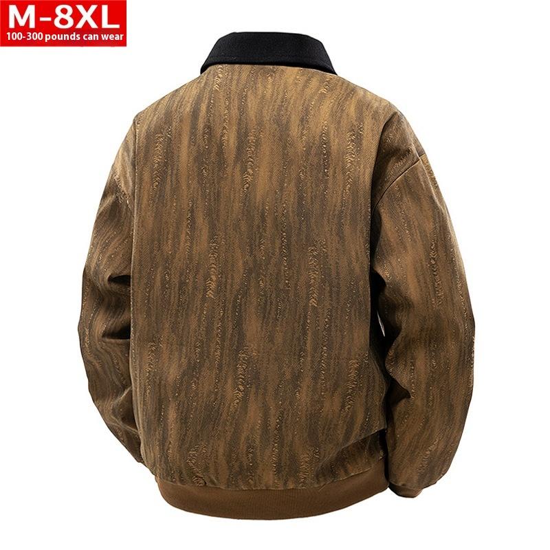 Gemütliche Mode bedruckte Farbabstimmung quadratischer Kragen Jacke Fett Übergröße Überfett Lockerer Freizeitmantel für Herren
