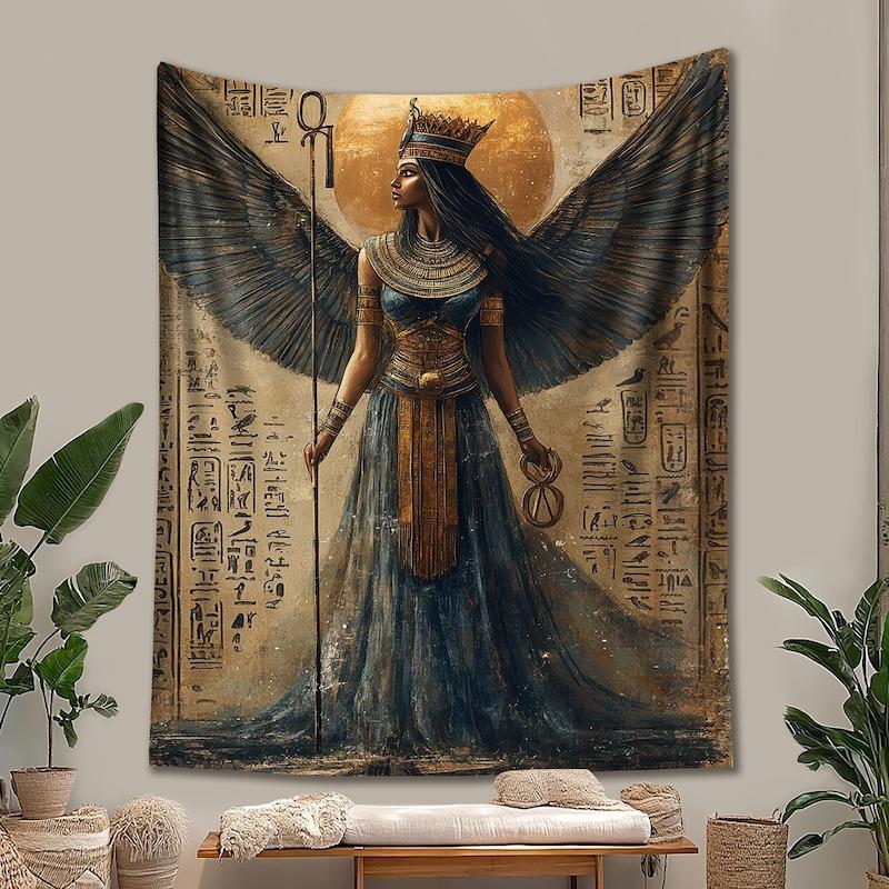 Tapestry goddess Isis wall Egyptian mythology 75x100 чёрный