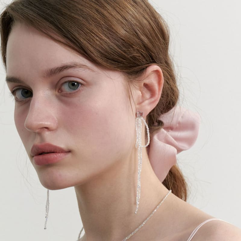 LOVE ME MONSTER Shining Beads Ribbon Earrings (L241MER030)