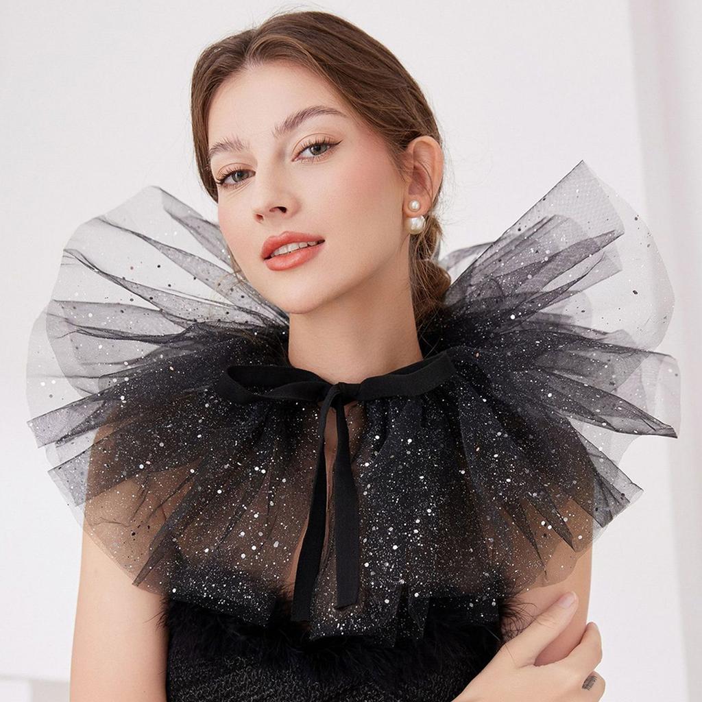 Multipurpose Jabot Collar Lace Puff Collar for Masquerades Parties Cosplay Event Costume Neckwear Collar for Roleplay
