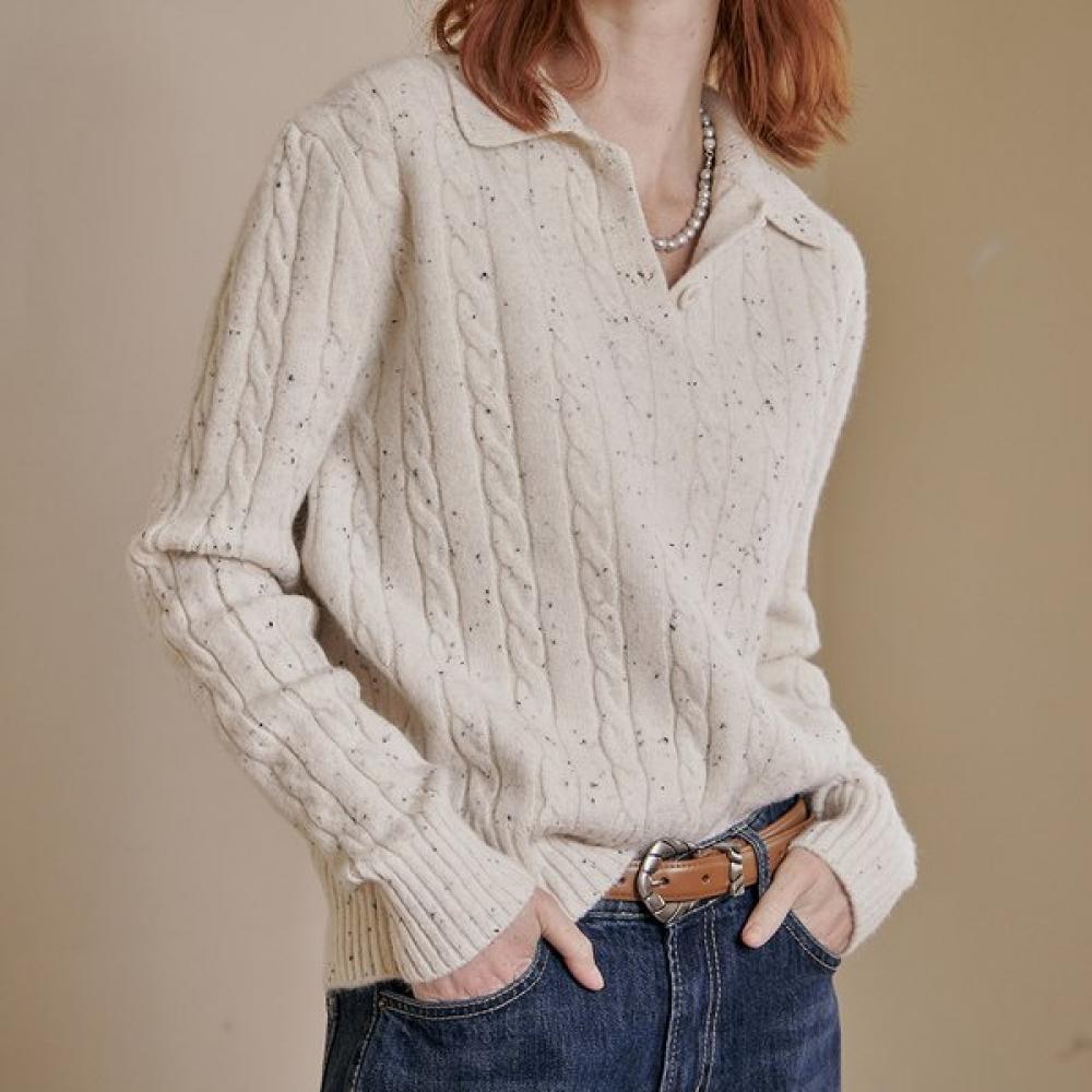 MAXZA Twist Cable Collar Neck Knit Zd11qk036na