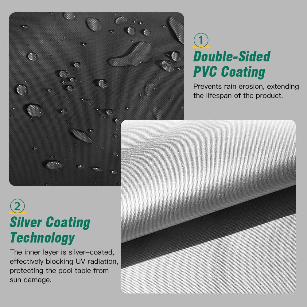 Pool Table Cover Oxford Cloth with PVC Coating Waterproof and Silver Coated for Outdoor Ping Pong