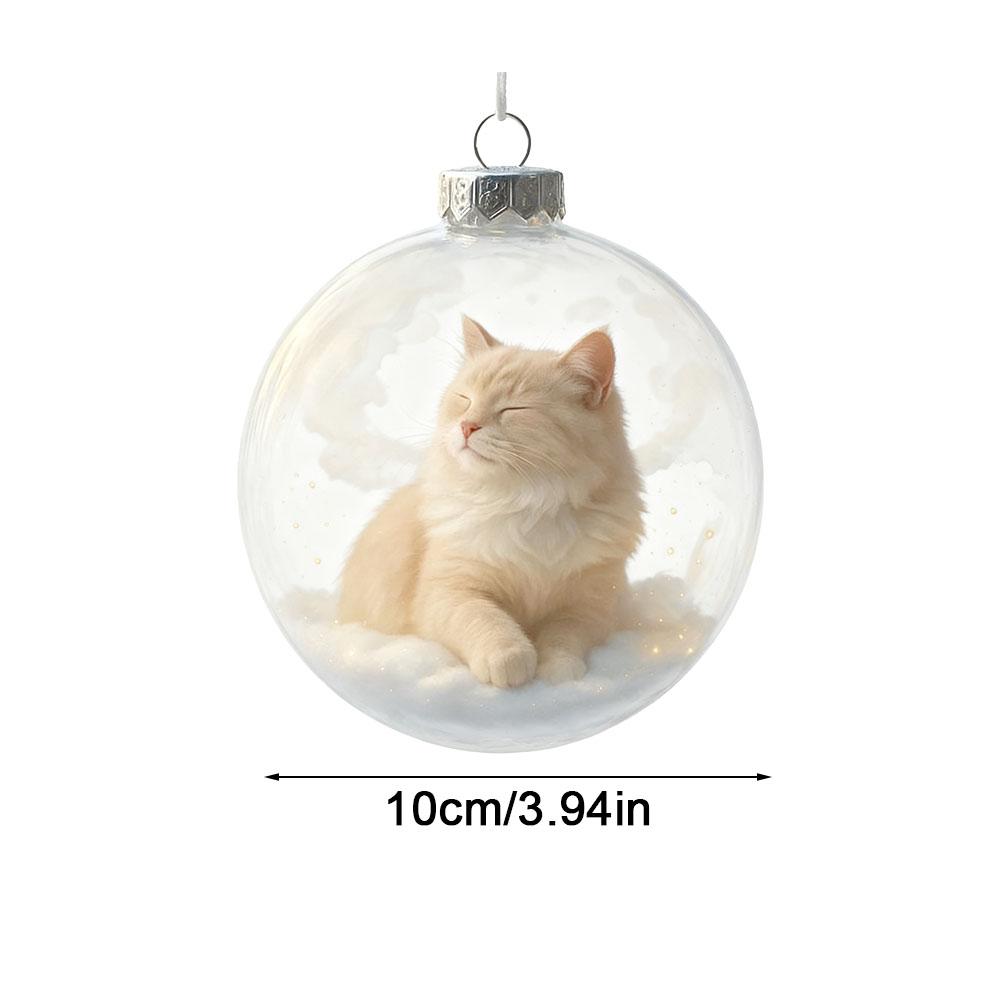 10cm Cute Cat Christmas 3D Crystal Glass Ornament Set 2D Flat Cat Acrylic Christmas Tree Pendant Festive Atmosphere Decoration