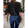 Summer Women's Solid Color Ruffled Short Sleeve Button T-Shirt, European American Style Casual Top for Crossborder