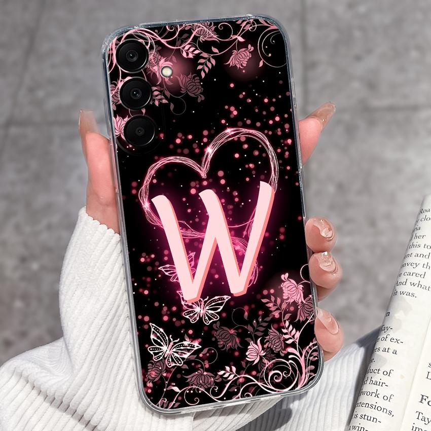 For Samsung A17 A16 A15 A14 A13 A12 M16 M14 M13 M12 M10 Pretty Butterfly Letter Clear TPU Phone Cover Lens Protection Anti Slip Shell For Samsung Case
