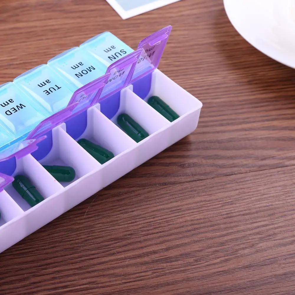 1 st Veckovis 14 Fack 7 Dagar Pillerdosa Bärbar Resa Fodral Organizer Pillerbehållare Förvaring Tabletter Vitamin Medicin