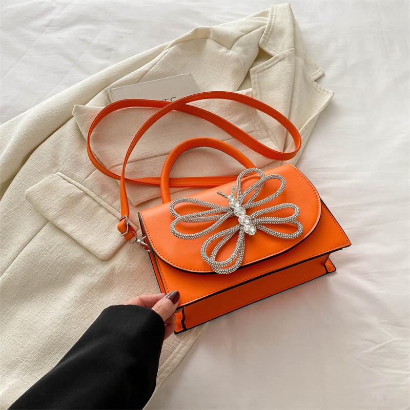 2024 Spring New Casual Retro Small Square Bag Fashion Simple Shoulder Bag Women s New Fashion Small Square Bag Street Trend оранжевый