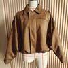 European and American Women's Batwing Sleeve Zipper Casual Suede Jacket
