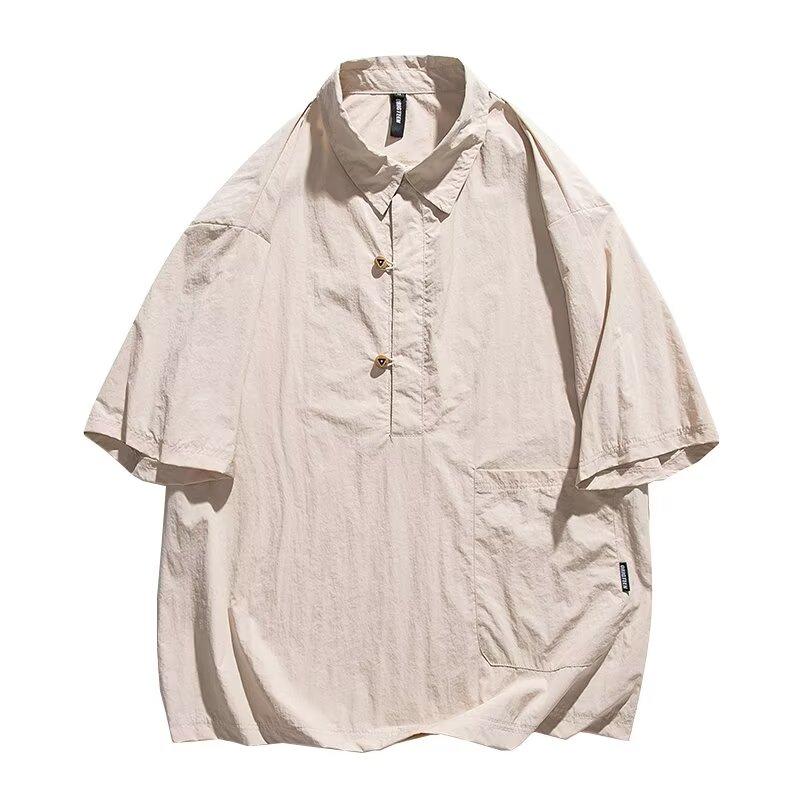 

Рубашка поло с коротким рукавом и воротником, мужская рубашка с коротким рукавом, нишевый дизайн, минималистская рубашка, парный топ для колледжа 2XL абрикосовый