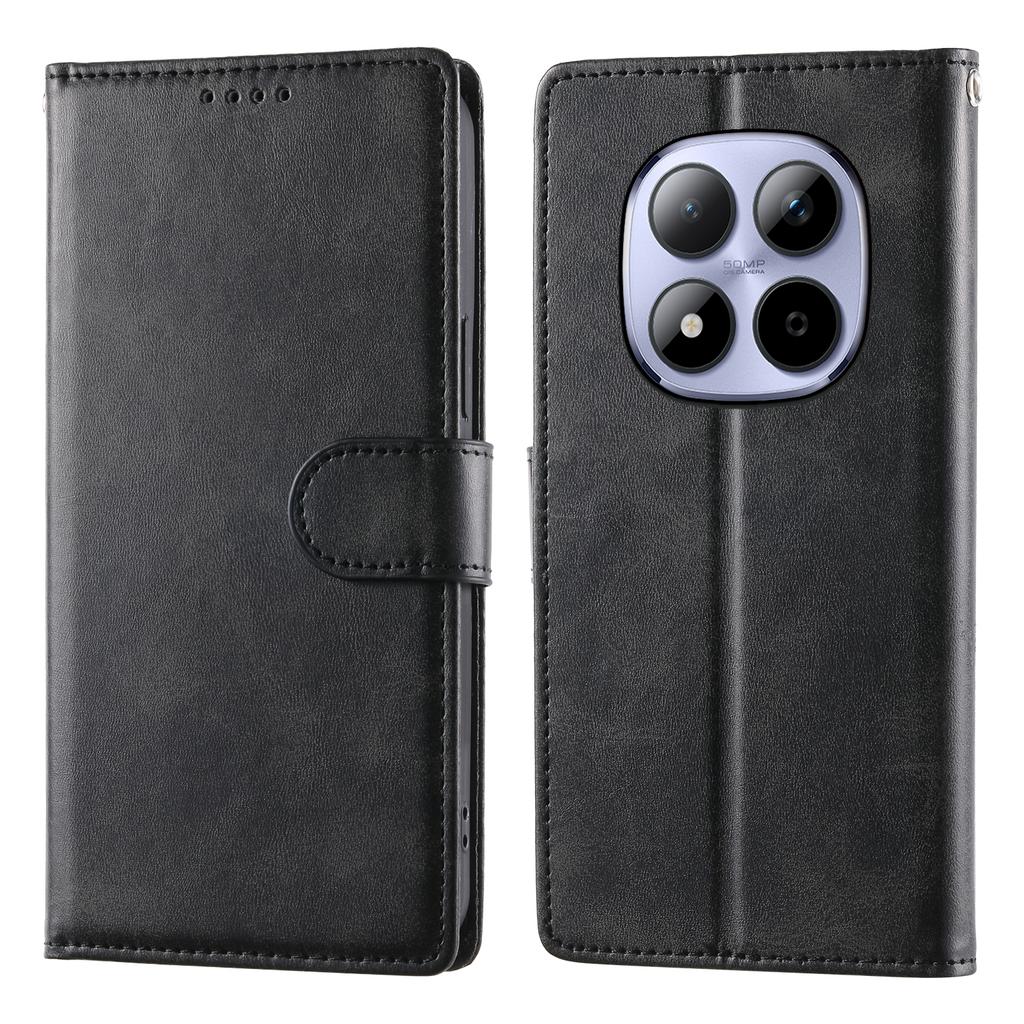 For Xiaomi Redmi Note 15 Pro 5G (Global) Case Stand Wallet Calf Texture PU Leather Flip Phone Cover with Wrist Strap