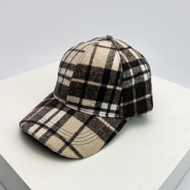 Und Damen Britischer Stil Karomuster Farbkontrast Baseballkappen Sonnenschutz Lässig Wärmeisolierend Vintage Schirmmützen All-Match Mode Hartschale