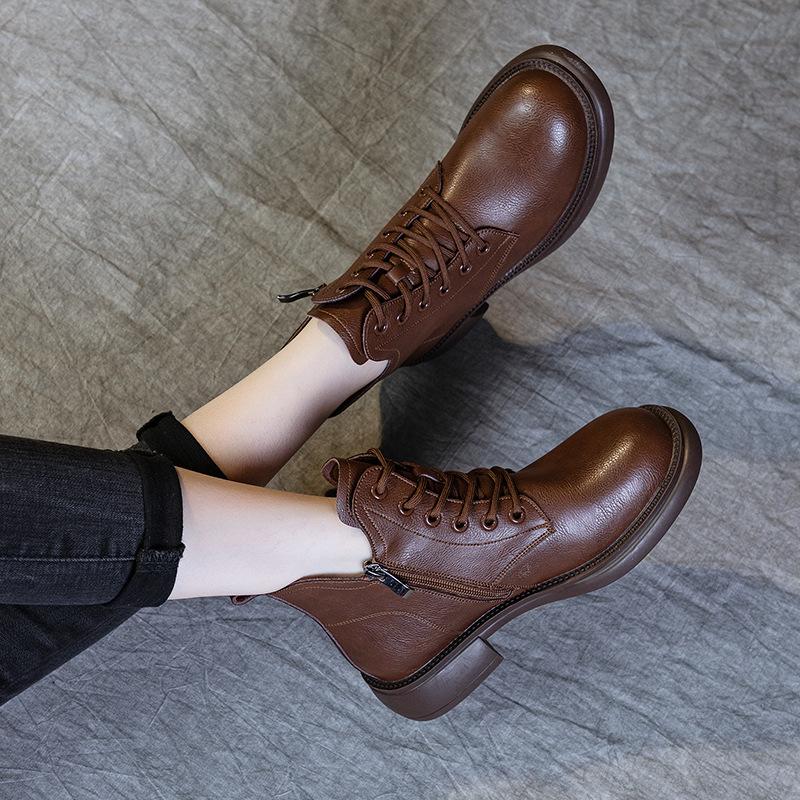 Plus-size Boots Women's Soft-soled Ankle Boots Flat Single Boots Rubber-soled Retro Low-top Shoes