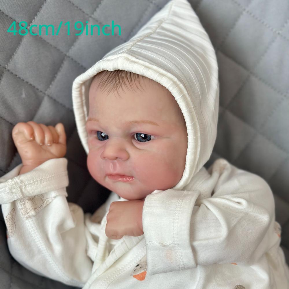 

BZDOLL Реалистичная 48см 19дюймовая кукла-реборн с кожей, расписанной 3D-красками, виниловая кукла-младенец с мягким прикосновением, игрушка, искусство, рождественский подарок cloth body doll