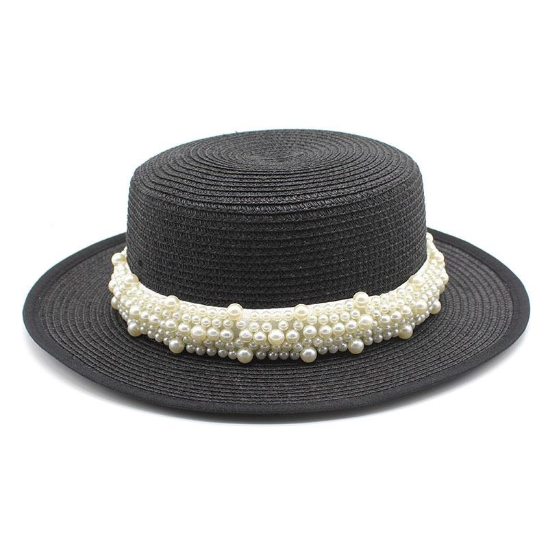 Summer Straw Hat Women'S Straw Visor Hemming Flat Top Sun Protection Beach Hat Casual Fashion Hat