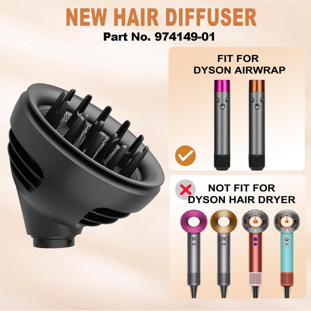 Compatible Wave Curl & Diffuser Attachment for Dyson Airwrap HS01/HS05
