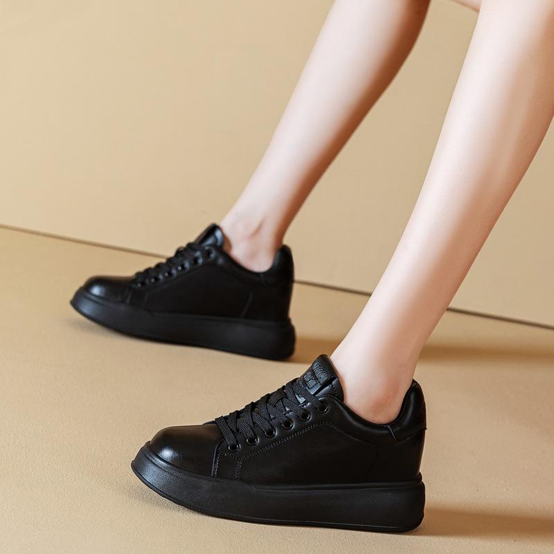 New Platform White Shoes Spring and Autumn Casual Board Shoes Versatile and Lightweight Muffin Inner Height Increase Women's Shoes Single Shoes Tide