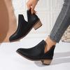 Large Size Short Martin Boots Women's Autumn and Winter New Mid-Heel Pointed Solid Color Women's Boots