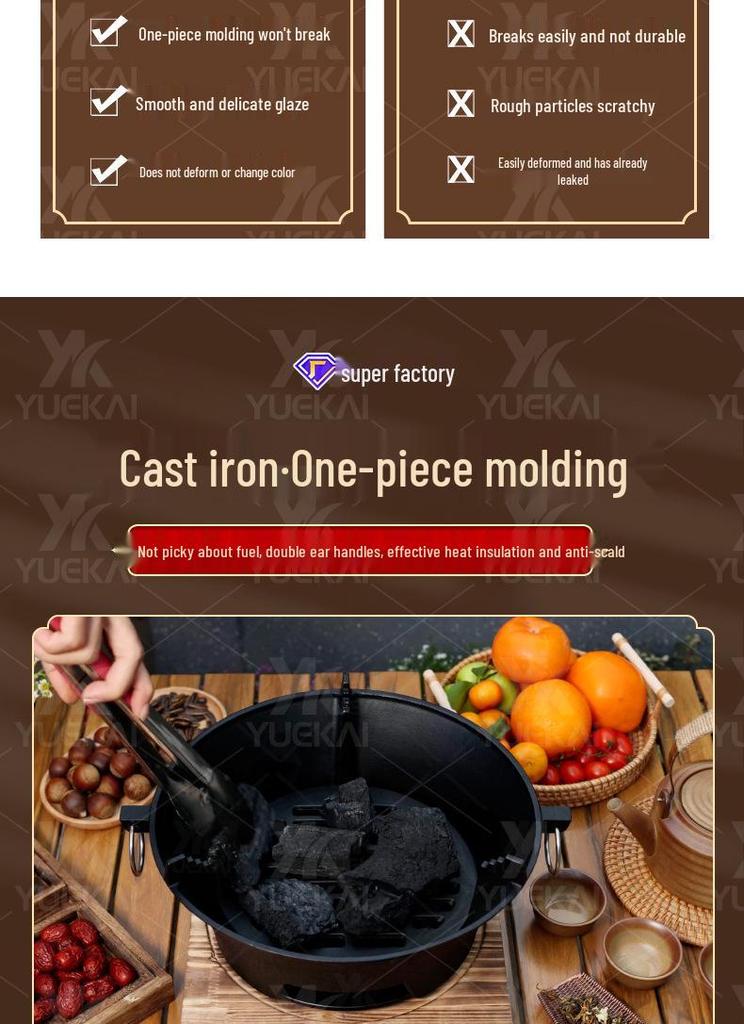 Cast Iron Charcoal Stove: Portable Tea-Boiling & BBQ Grill, Japanese-Style for Camping and Household Use.