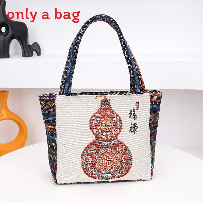 Ethnic Embroidered Handbag For Women With Canvas Material And Zipper Closure For Daily Use