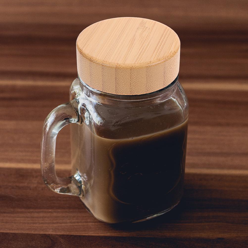 2Pcs Bamboo Jar Lids Replacement for Glass Spice Jars Sealed Airtight Wide Mouth Glass Bottle Covers Anti-Leakage 41Mm 4.7X4.7X1.75CM