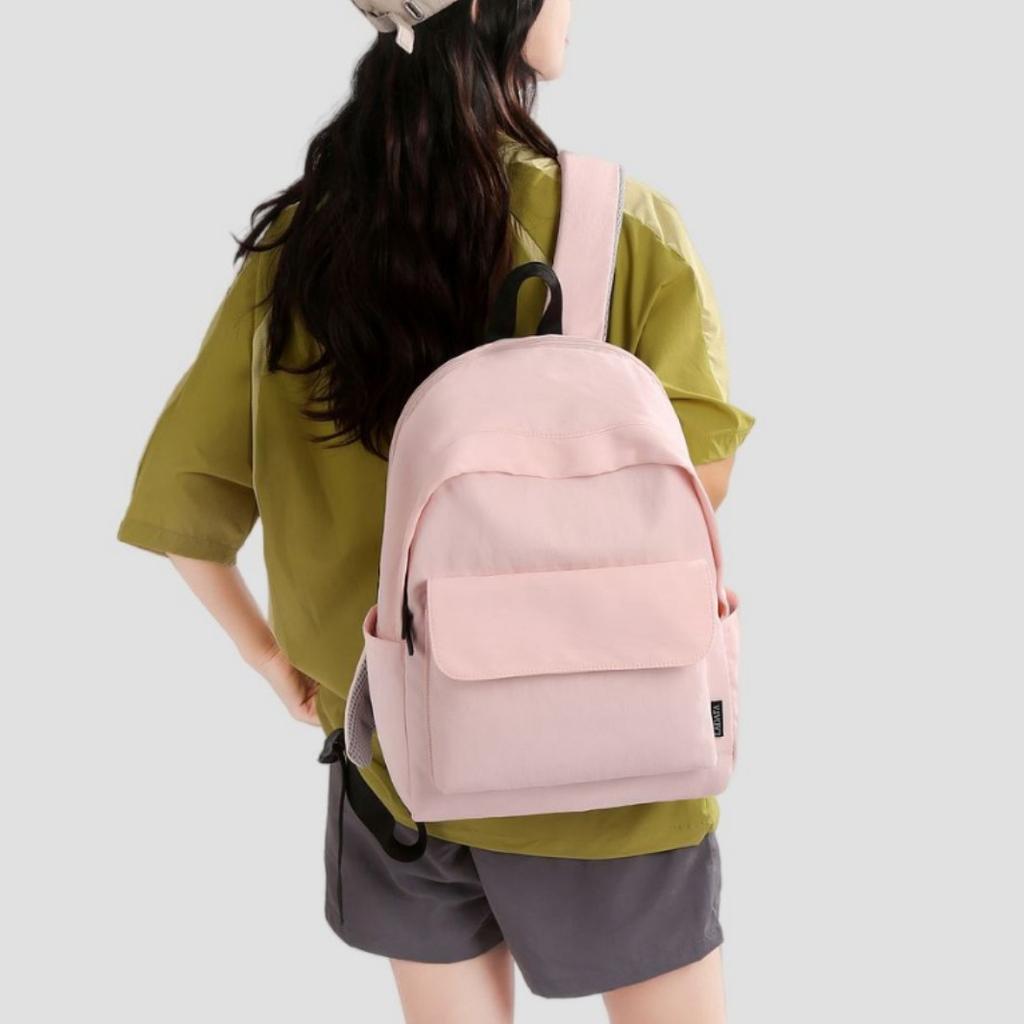 Schoolbag Korean Version Ins Simple Solid Color Backpack Female Junior High School College Student High Value Schoolbag Street Trend Versatile Back
