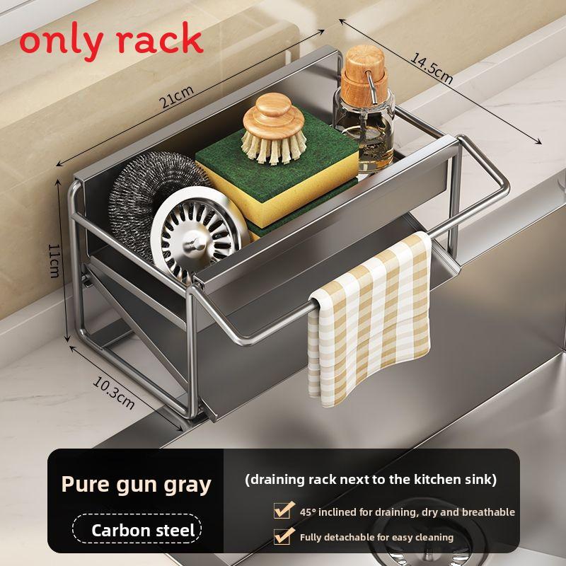 Stainless Steel Kitchen Sink Drain Rack With Water Drainage And No Installation For Home Use