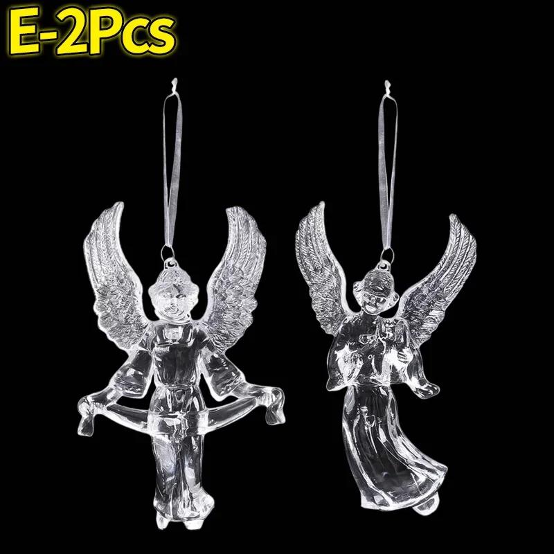 Clear Crystal Snowflake Icicle Pendants Acrylic Christmas Tree Ornaments Holiday New Year Home Party Hanging Decoration Supplies
