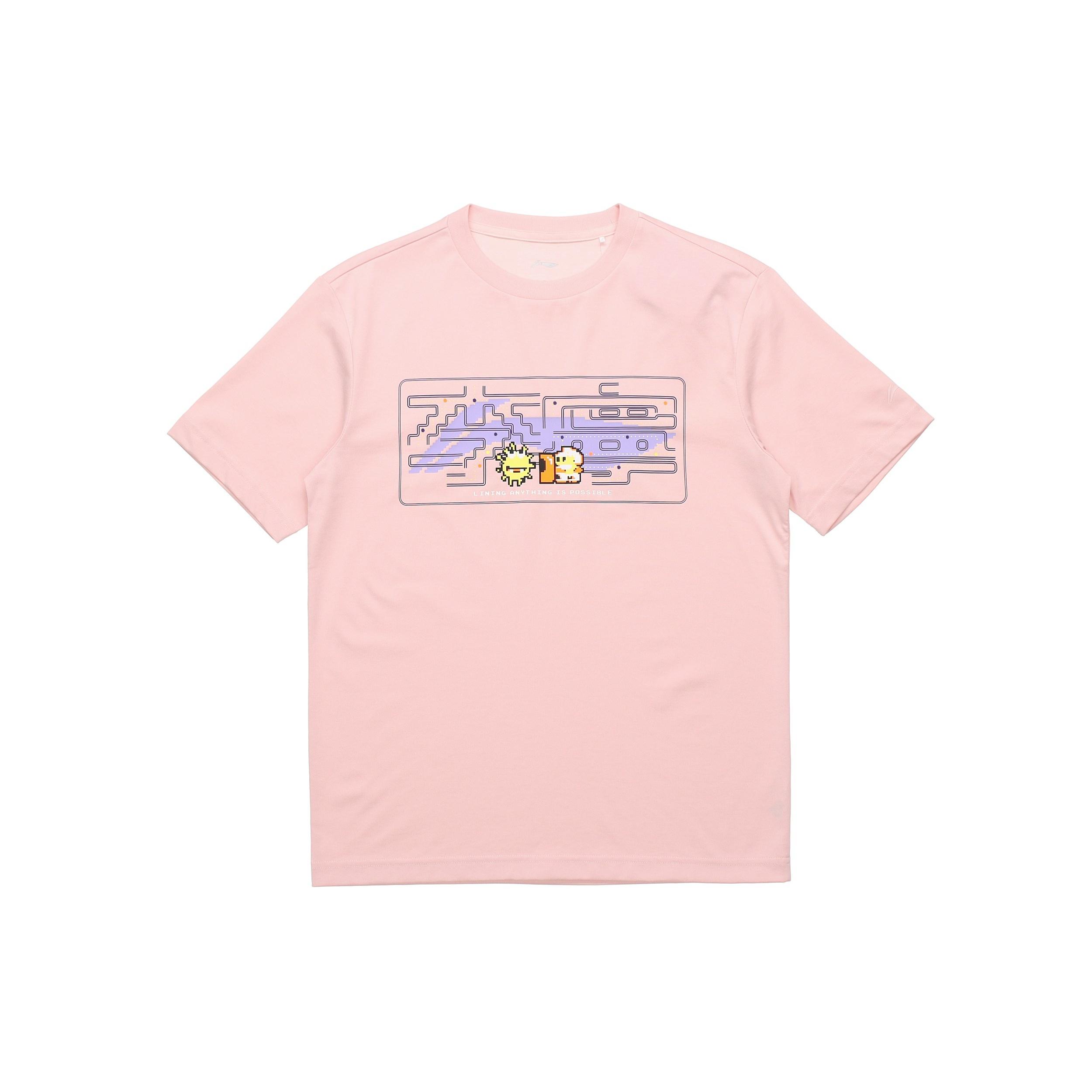 Li-Ning Cartoon Graphic Loose Fit T-shirt Pink Men s AHSR340-14 XXL