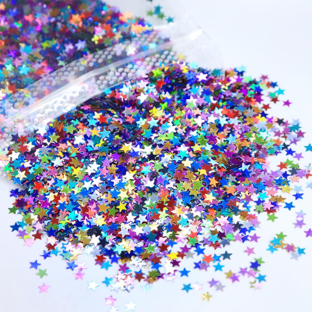 5g Laser Star Art Sequins - Five-Pointed Stars Nail Art Glitter Sequin Accessories, Holographic Pentagram Flake Nail Charms Decoration