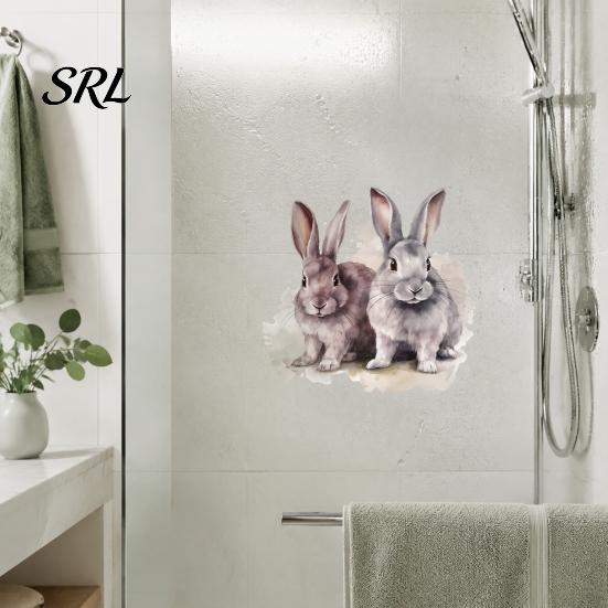 Watercolor Bunny Wall Sticker Nursery Decor Cartoon Rabbit for Kids Room, Waterproof PVC Decal, Decorative Decals Baby Peel And Stick Art Bedroom