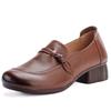 Spring and autumn new single shoes soft-soled mother shoes leather shoes genuine leather retro ethnic style medium heel light women's shoes